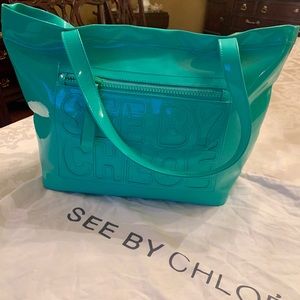 See By Chloe Turquoise PVC Tote Bag